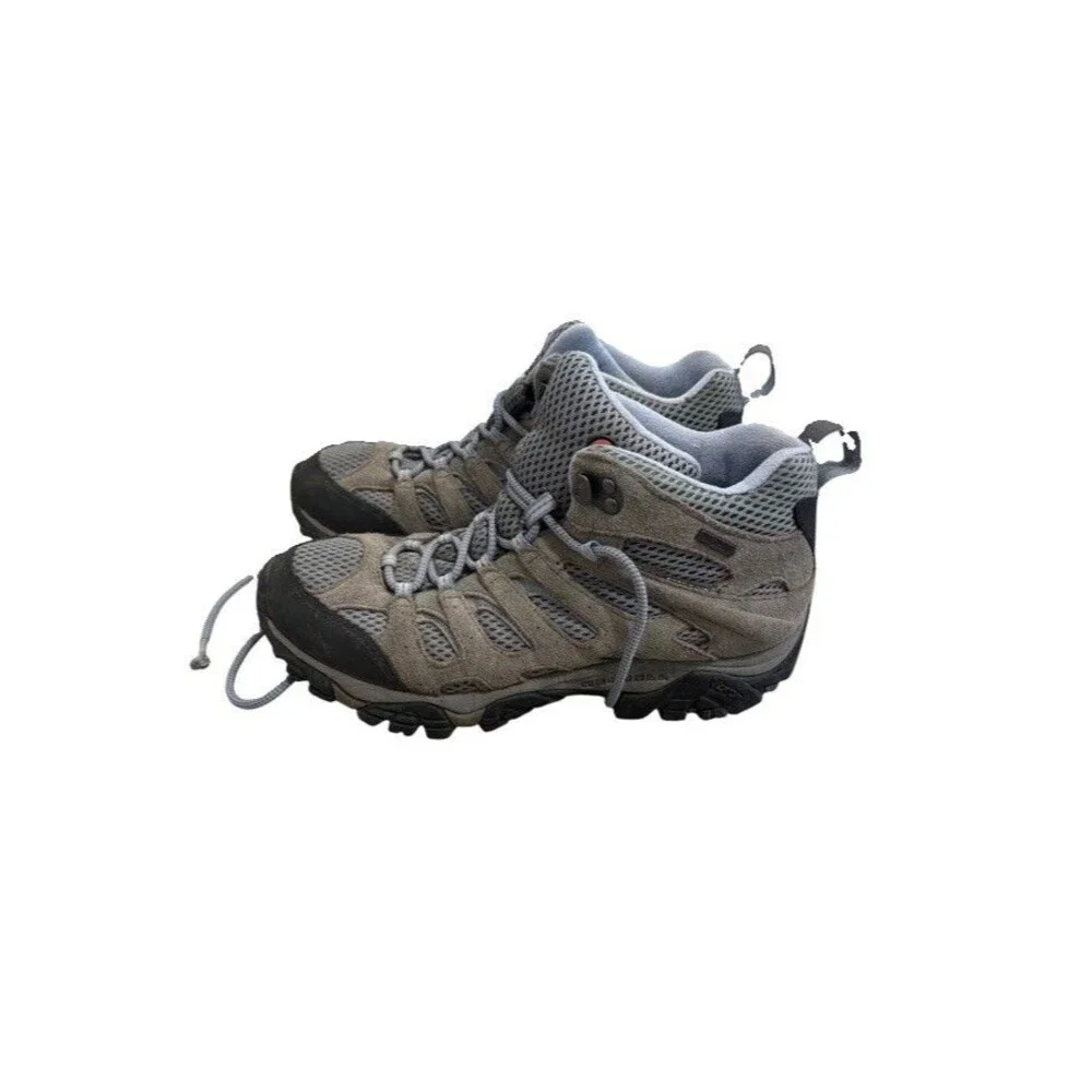 Merrell Moab 3 Mid Waterproof Hiking Boots Shoes Womens Size 9 Gray Blue Trail
